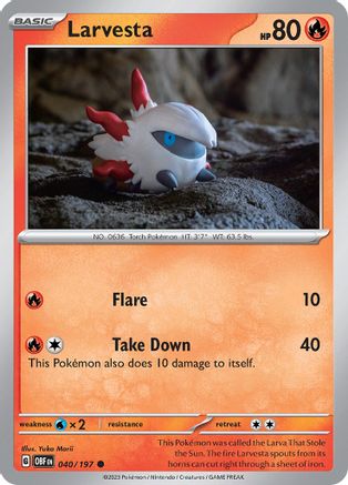 Larvesta 040  - Reverse Holofoil SV03 Obsidian Flames - Common