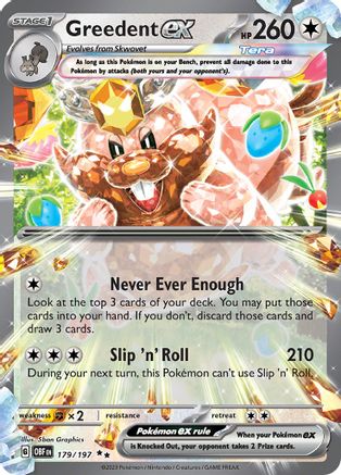 Greedent ex 179  - Holofoil SV03 Obsidian Flames - Double Rare