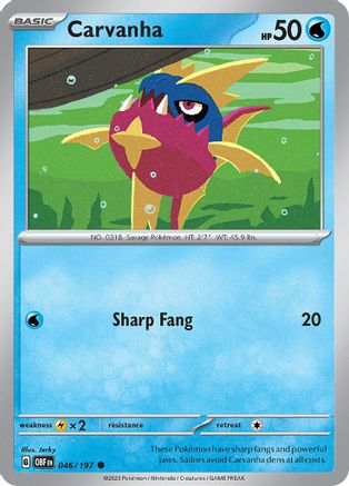 Carvanha 046  - Reverse Holofoil SV03 Obsidian Flames - Common