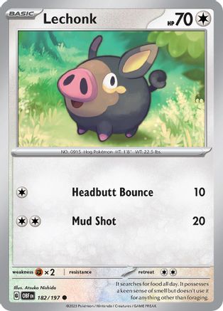 Lechonk 182/197  - Reverse Holofoil SV03 Obsidian Flames - Common