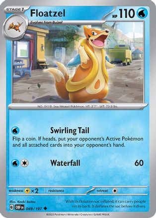 Floatzel 049  SV03 Obsidian Flames - Uncommon