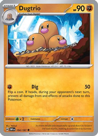 Dugtrio 104  SV03 Obsidian Flames - Uncommon