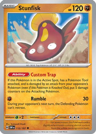 Stunfisk 112  - Reverse Holofoil SV03 Obsidian Flames - Uncommon