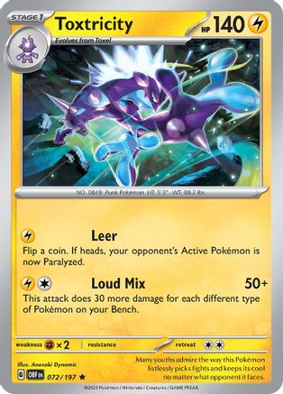 Toxtricity 072  - Holofoil SV03 Obsidian Flames - Rare