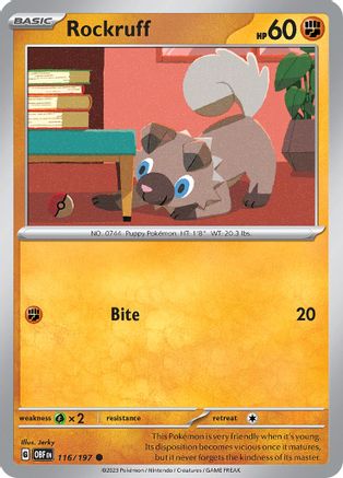 Rockruff 116  SV03 Obsidian Flames - Common