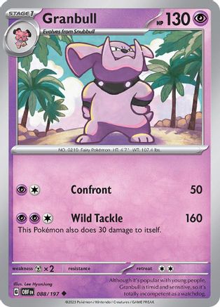 Granbull 088  SV03 Obsidian Flames - Uncommon