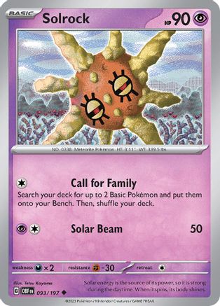 Solrock 093  SV03 Obsidian Flames - Uncommon