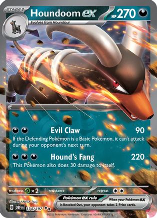 Houndoom ex 134  - Holofoil SV03 Obsidian Flames - Double Rare