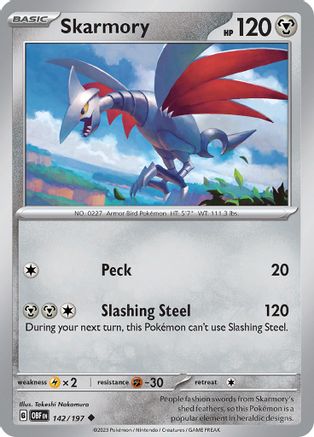 Skarmory 142  - Reverse Holofoil SV03 Obsidian Flames - Uncommon