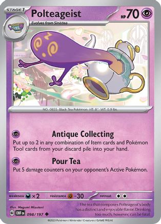 Polteageist 098  - Reverse Holofoil SV03 Obsidian Flames - Uncommon