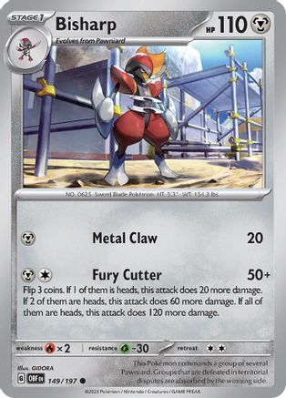 Bisharp 149  - Reverse Holofoil SV03 Obsidian Flames - Common