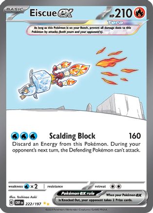 Eiscue ex 222/197  - Holofoil SV03 Obsidian Flames - Special Illustration Rare