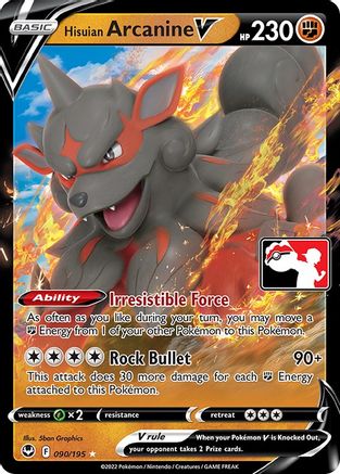 Hisuian Arcanine V/195  - Holofoil Prize Pack Series Cards - Ultra Rare