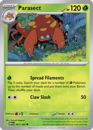 Parasect 047  - Reverse Holofoil SV Scarlet & Violet 151 - Uncommon