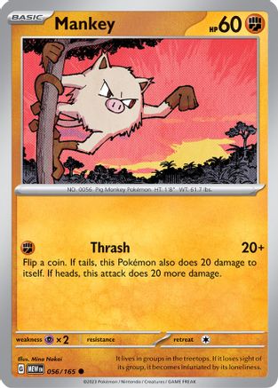 Mankey 056  - Reverse Holofoil SV Scarlet & Violet 151 - Common