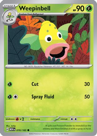Weepinbell 070  - Reverse Holofoil SV Scarlet & Violet 151 - Common