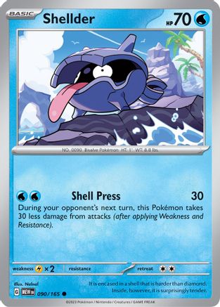 Shellder 090  - Reverse Holofoil SV Scarlet & Violet 151 - Common