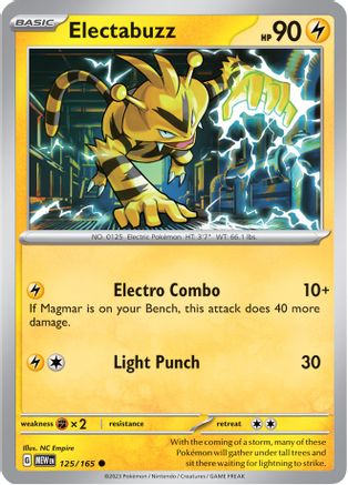 Electabuzz 125  - Reverse Holofoil SV Scarlet & Violet 151 - Common