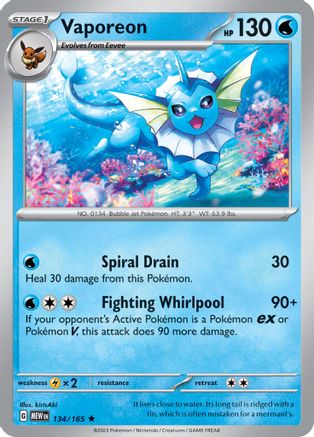 Vaporeon 134  - Holofoil SV Scarlet & Violet 151 - Rare