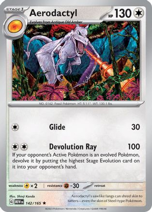 Aerodactyl 142  - Reverse Holofoil SV Scarlet & Violet 151 - Rare