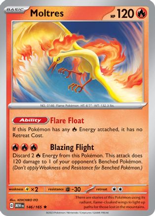 Moltres 146  - Reverse Holofoil SV Scarlet & Violet 151 - Rare