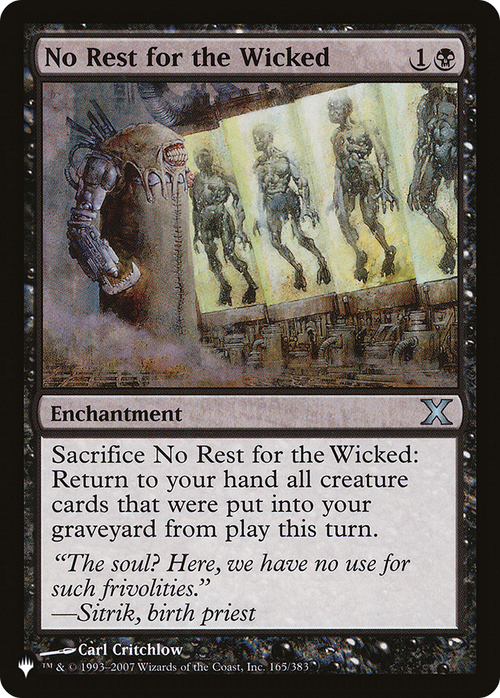 No Rest for the Wicked (LIST-165/383) - The List