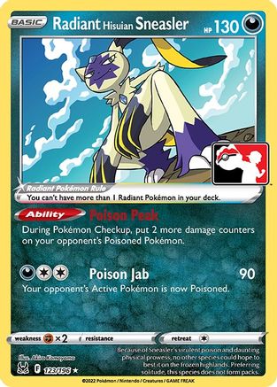 Radiant Hisuian Sneasler/196  - Holofoil Prize Pack Series Cards - Radiant Rare