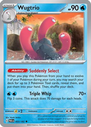 Wugtrio 053  - Reverse Holofoil SV04 Paradox Rift - Uncommon