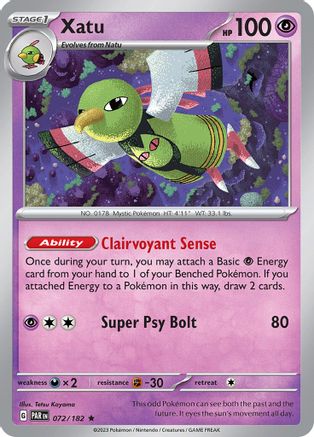Xatu 072  - Reverse Holofoil SV04 Paradox Rift - Rare