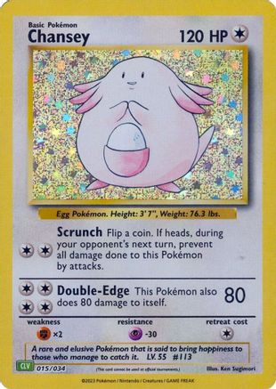 Chansey 015  - Holofoil Trading Card Game Classic - Classic Collection