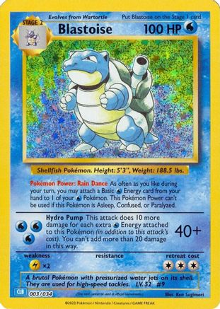 Blastoise 003  - Holofoil Trading Card Game Classic - Classic Collection