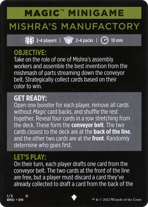 Mishra's Manufactory // Mishra's Manufactory (cont'd) (MBRO-001) - The Brothers' War Minigames