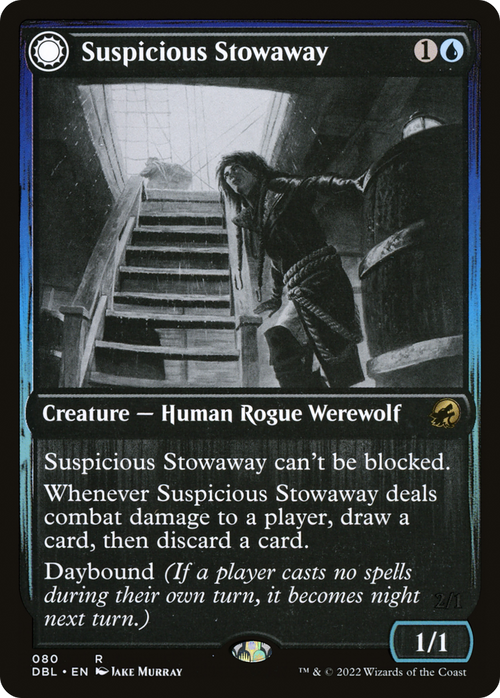 Suspicious Stowaway (DBL-080) - Innistrad: Double Feature: (Double Faced Transform) Foil