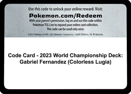 Code Card - 2023 World Championship Deck: Gabriel Fernandez (Colorless Lugia)  World Championship Decks - Code Card