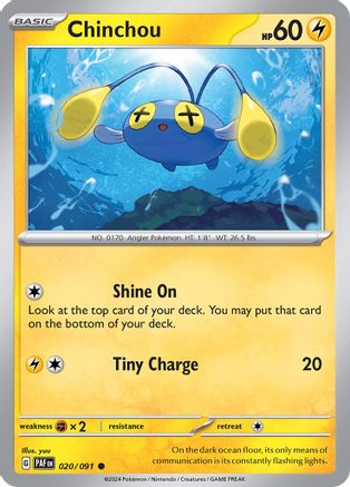 Chinchou 020  - Reverse Holofoil SV Paldean Fates - Common