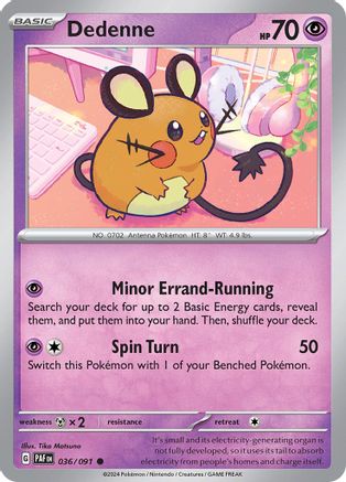Dedenne 036  - Reverse Holofoil SV Paldean Fates - Common
