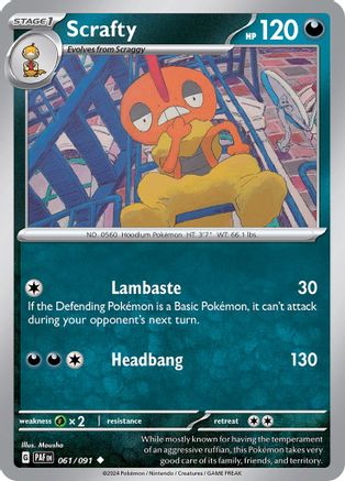 Scrafty 061  SV Paldean Fates - Uncommon