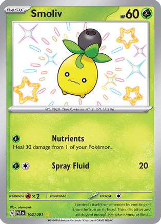 Smoliv 102  - Holofoil SV Paldean Fates - Shiny Rare