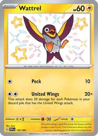 Wattrel 145  - Holofoil SV Paldean Fates - Shiny Rare