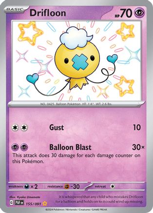 Drifloon 155  - Holofoil SV Paldean Fates - Shiny Rare