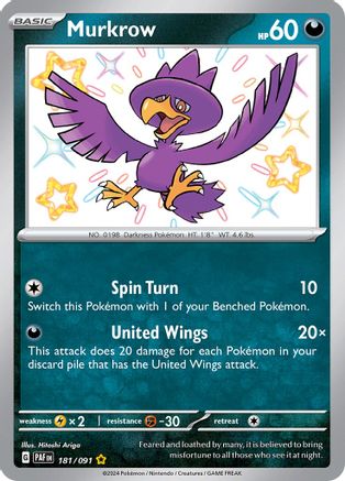 Murkrow 181  - Holofoil SV Paldean Fates - Shiny Rare