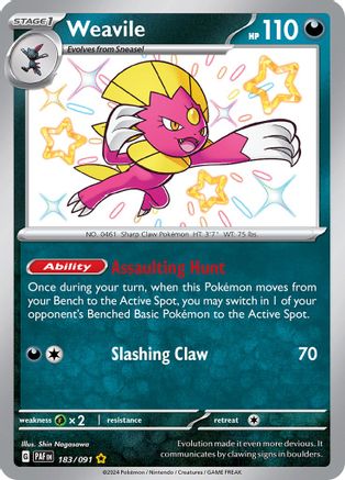 Weavile 183  - Holofoil SV Paldean Fates - Shiny Rare