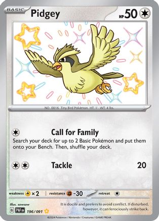 Pidgey 196  - Holofoil SV Paldean Fates - Shiny Rare