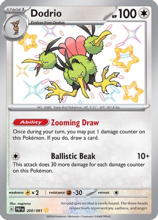 Dodrio 200  - Holofoil SV Paldean Fates - Shiny Rare