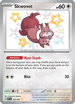 Skwovet 205  - Holofoil SV Paldean Fates - Shiny Rare