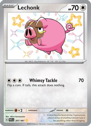 Lechonk 207/091  - Holofoil SV Paldean Fates - Shiny Rare