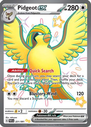 Pidgeot ex 221  - Holofoil SV Paldean Fates - Shiny Ultra Rare