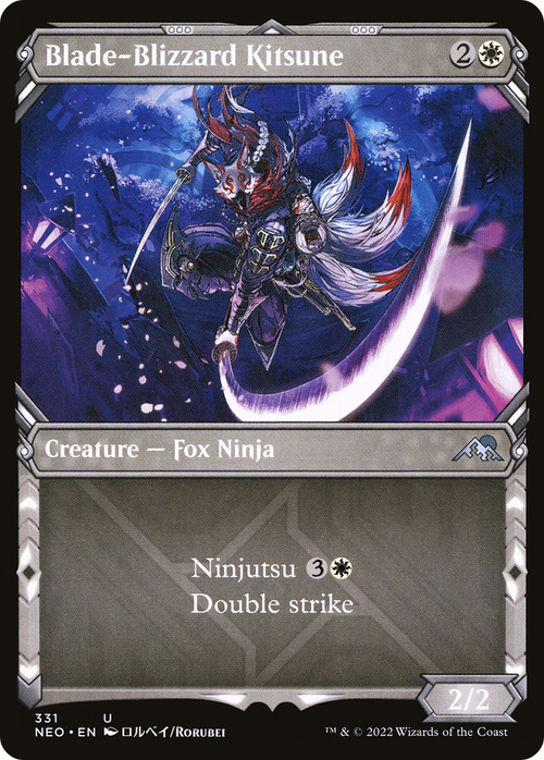 Blade-Blizzard Kitsune (Showcase) (NEO-331) - Kamigawa: Neon Dynasty: (Showcase)