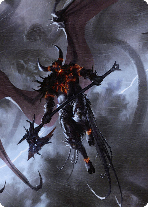 Burning-Rune Demon // Burning-Rune Demon (ASKHM-020) - Art Series: Kaldheim (Borderless)