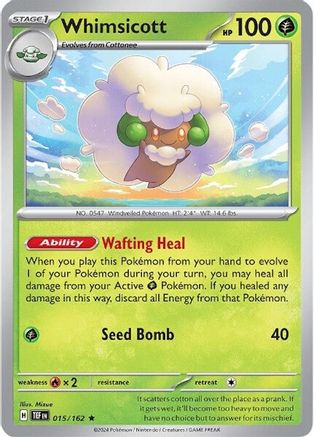 Whimsicott 015  - Reverse Holofoil SV05 Temporal Forces - Rare